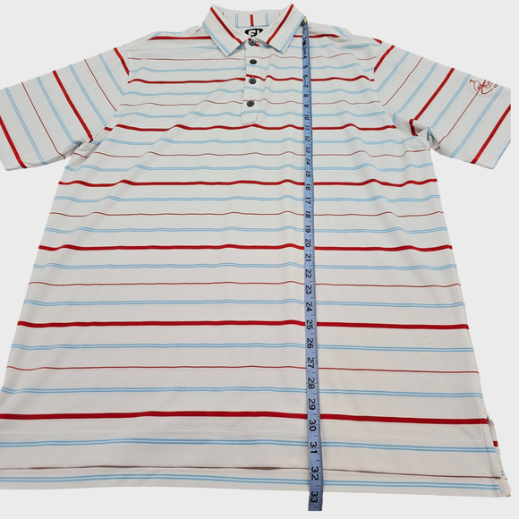 FootJoy Shirt Mens Large Golf Polo Stripes Plantation Course Edisto White Red - Picture 13 of 15